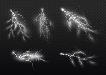 Wall Mural - set of zippers, thunderstorm and effect lightning.