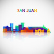 San Juan skyline silhouette in colorful geometric style. Symbol for your design. Vector illustration.