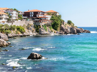 Wall Mural - Fragment of the old town of Sozopol, Bulgaria. View of the bay on the Black Sea in the town of Sozopol.	