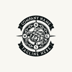 Wall Mural - Unique logo with turtle, compass, and chain