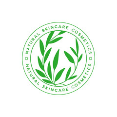 Wall Mural - natural skincare cosmetics logo template on white background