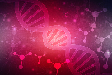 Poster - 2d render of dna structure, abstract background
