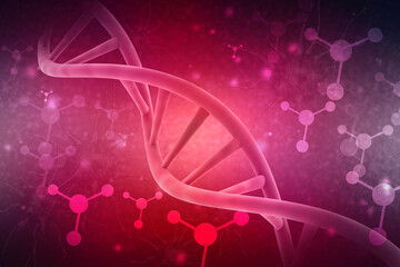 Poster - 3d render of dna structure, abstract background
