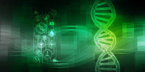 Sticker - 2d render of dna structure, abstract background
