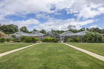 Located in a former fort, public Hanging gardens of Le Havre (Jardins suspendusa) occupy a 17-hectare site in district of Sanvic in Le Havre. Hanging Gardens had some 3,700 plant. Le Havre, France. 