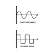 pure sine wave and square sine wave vector icon illustration