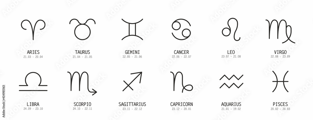 Set of astrological zodiac symbols. horoscope zodiac signs - obrazy, fototapety, plakaty 