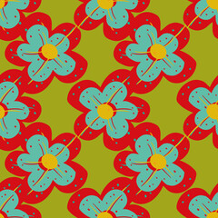 Poster - A lot of vintage flowers vector seamless repeat pattern print background