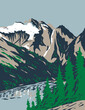 WPA Poster Art of summit of Mount Triumph in Cascade Range located in Northern Cascades National Park in Washington done in works project administration style  or federal art project style.