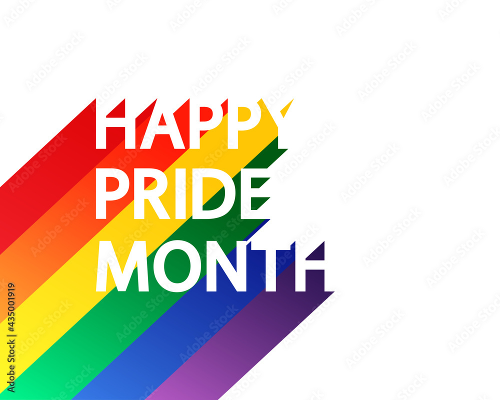 Happy Pride Month rainbow concept on white. Pride flag (Freedom flag) - LGBTQ community and movement of sexual minorities. - obrazy, fototapety, plakaty 