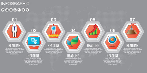 Infographic template and options with flat icons for presentation.