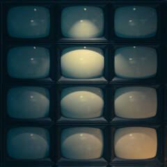 array of surveillance screens turned off. cctv concept. 3D rendering, illustration