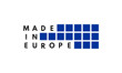 made in europe, vector logo with european flag painted squares