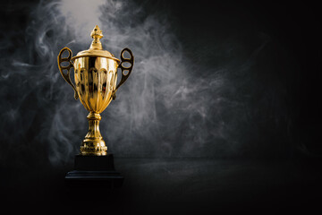 Wall Mural - 1st champion award, the best prize and winner concept, championship cup or winner trophy on wood tab