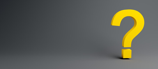 Poster - Question mark standing near a grey background. Q and A symbol of QnA concept. 3d rendering
