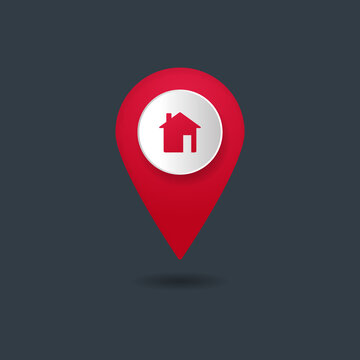 Home icon pin isolated on dark background