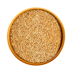 Wall Mural - yellow proso millet seeds in round bowl cutout