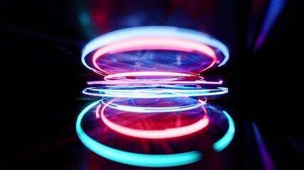 Poster - Neon circle lights abstract background