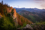 Fototapeta Na ścianę - Zachód słońca nad Tatrami podziwiany z Nosala. Zakopane - Kalatówki, Dolina Bystrej
