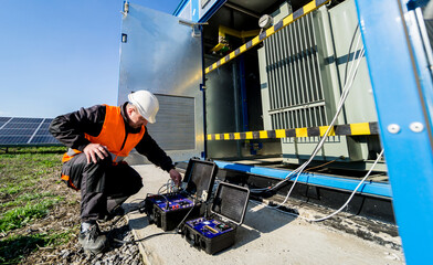 Wall Mural - execution of electrical measuring works on the power transformer