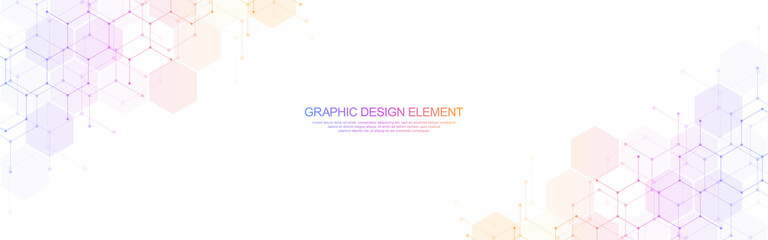 Poster - Abstract geometric background with hexagons pattern. The design element of hexagonal shape for a banner template or website header