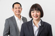 © bennnn - Asians executive businessman and businesswoman smile and standing on white background.