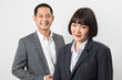 © bennnn - Asians executive businessman and businesswoman smile and standing on white background.