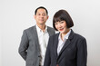 © bennnn - Asians executive businessman and businesswoman smile and standing on white background.