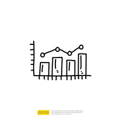 Poster - Statistics science technology, digital marketing and machine learning related for business strategy illustration. data report and presentation concept doodle linear icon with graphic chart document