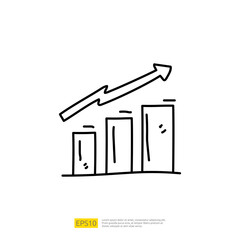 Poster - Statistics science technology, digital marketing and machine learning related for business strategy illustration. data report and presentation concept doodle linear icon with graphic chart document