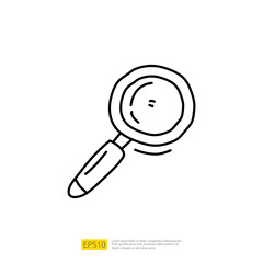 Poster - analysis concept doodle linear icon with magnifier. digital marketing related for business strategy 