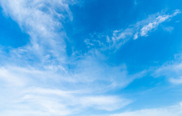 beautiful airatmosphere bright blue sky background abstract clear texture with white clouds.