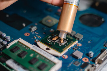 close up computer electronic circuit board