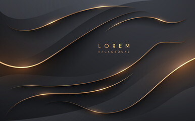 Wall Mural - Abstract golden lines with glow and shadow effect