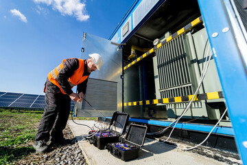 Wall Mural - execution of electrical measuring works on the power transformer