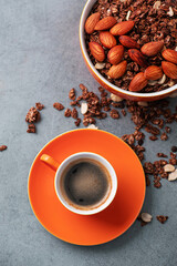 Sticker - Orange coffee cup with almond granola