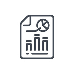 Poster - statistics report document line icon. file with analytics and chart graph vector outline sign.