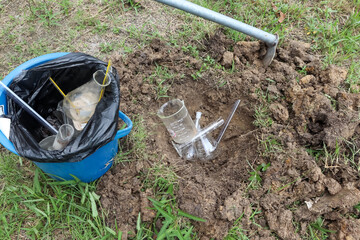 Wall Mural - The chemical equipment was buried in the soil