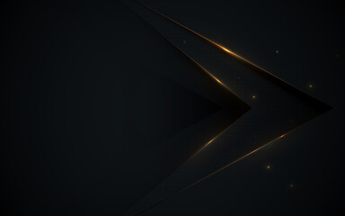 Abstract arrowheads with luxury black and glitter light gold background. Vector illustration