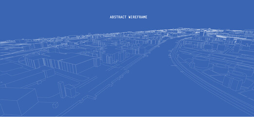 3d wireframe of building. sketch design.Vector