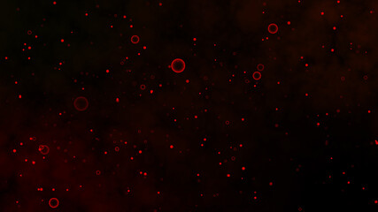 Aufkleber - Abstract particles red dots with dark black futuristic background . Red background with bubbles