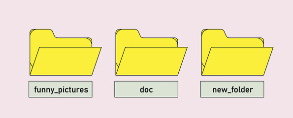 Poster - User interface folder icons. Vector illustration in cute cartoon style.