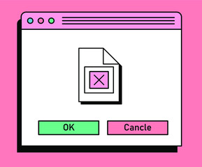 Aufkleber - Retro cartoon style desktop with user interface elements. Cute vaporwave vector illustration.