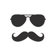 © Tsvetina - Man mustache and sunglasses icon. Moustache and glasses, geek or hipster style.