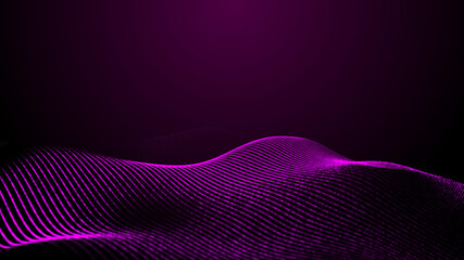 Leinwandbilder - Abstract digital background. Futuristic wave of dots and weave lines. Digital technology. 3d rendering.