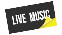 LIVE  MUSIC Text On Black Yellow Sticker Stamp.
