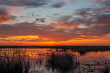 Sunset Over The Marsh In Anhuac, Texas