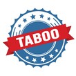 TABOO text on red blue ribbon stamp.