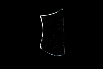 Wall Mural - glass fragments in isolation on a black background. damaged window. damaged object
