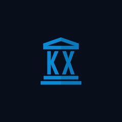 KX initial logo monogram with simple courthouse building icon design vector